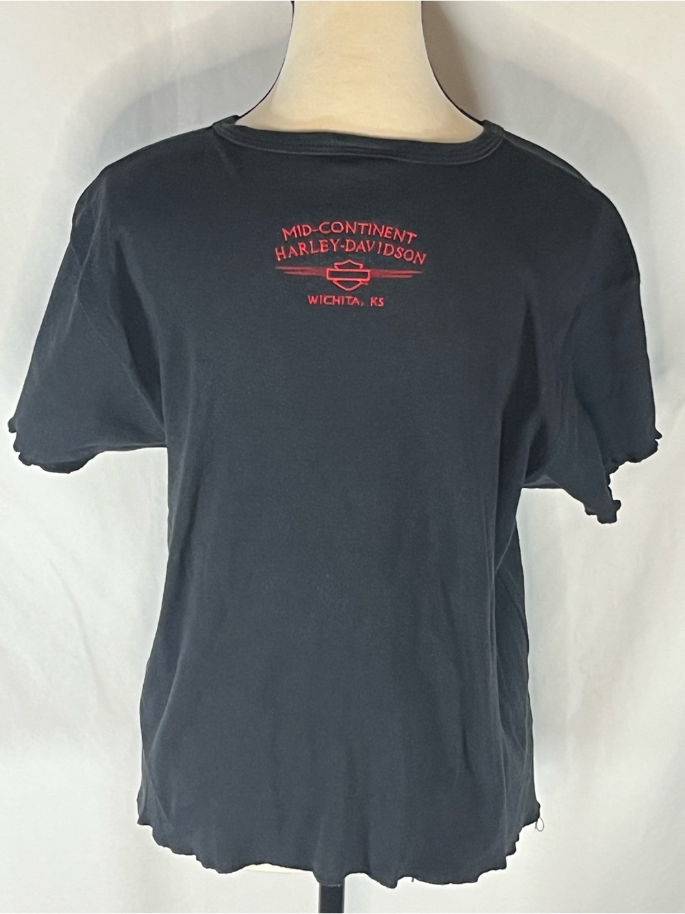 Harley-Davidson Mid-Continent Wichita KS Black Flame Women’s Graphic T-Shirt XL - Picture 4 of 7